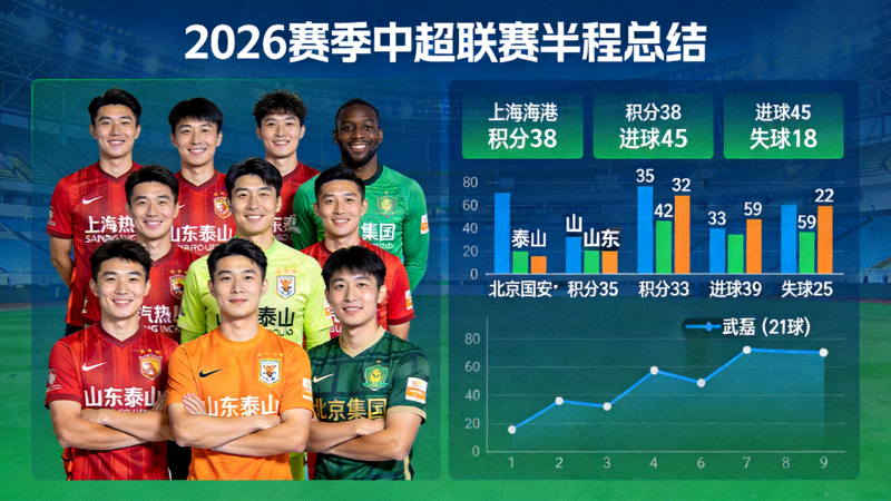 2026赛季中超联赛半程总结，积分榜前列球队球员合影与数据分析图