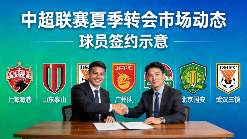 中超联赛夏季转会市场动态，球员签约示意图片与俱乐部徽章